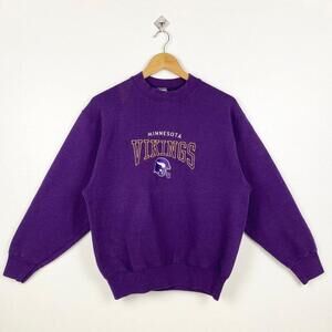 1998 Nfl Minnesota Vikings Crewneck Sweatshirt Logo Purple Color Retro